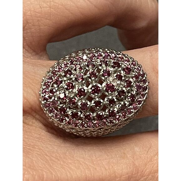 Stunning Sterling Silver Genuine Garnet Dome Ring Signed 925 Size 7 NWOT - Picture 5 of 8
